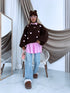 Knitted Sweater "CHOCOLATEY LOVE 7102" – Choco & Pink